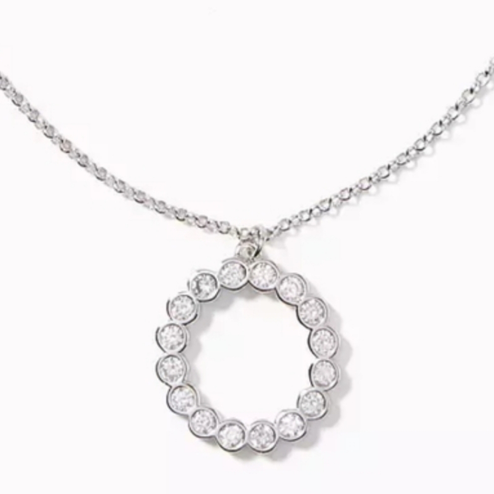 Kate Spade New York Full Circle Mini Pendant Necklace NWT 16" Silver-tone